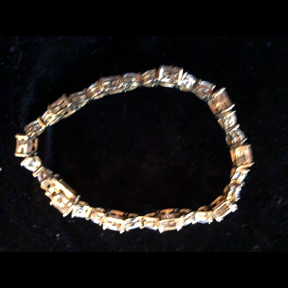 Sterling (14 kt gold plated) zirconia bracelet - Picture 5 of 6